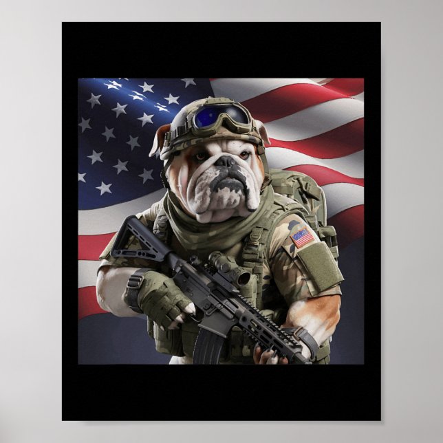 USA Patriot Bull Dog As Commando Poster (Framsidan)