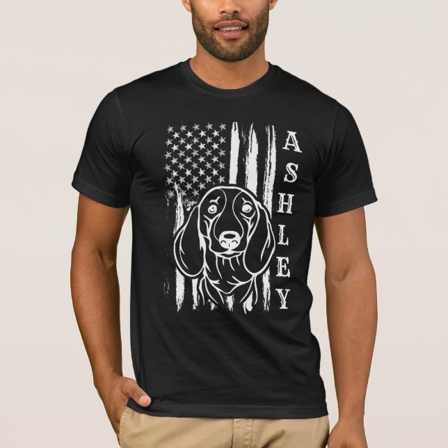 USA Patriot Dachshund Hund US Pet T Shirt (Framsida)