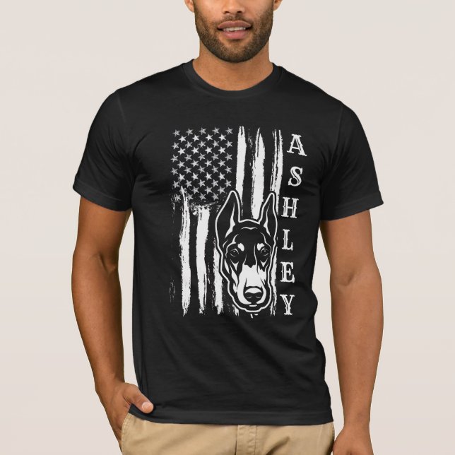 USA Patriot Doberman Hund US Pet T Shirt (Framsida)