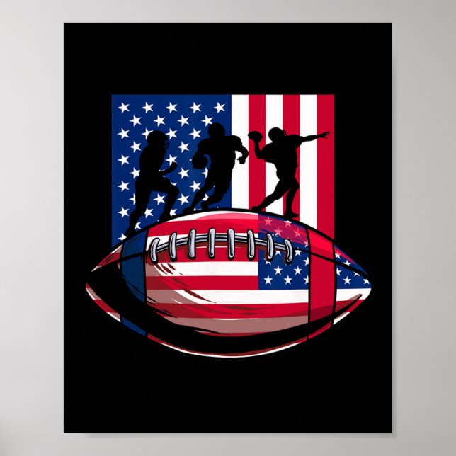 Usa Patriot Eller Amerikansk Fotboll 4 Juli Ameri Poster (Framsidan)