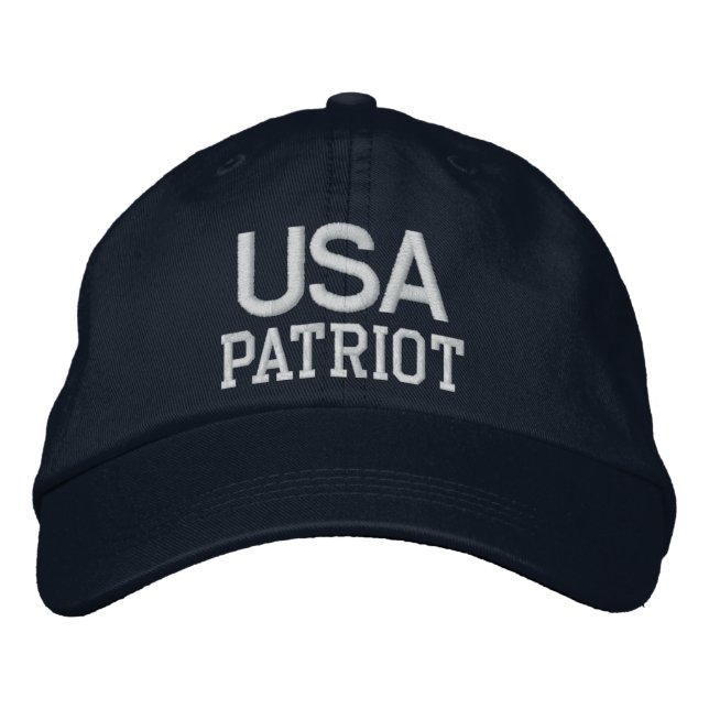 USA Patriot Embroiderade Navy/White Hat Broderad Keps (Framsida)