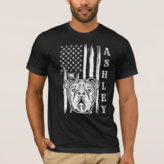 USA Patriot English Bulldog Hund US Pet T Shirt (Framsida)