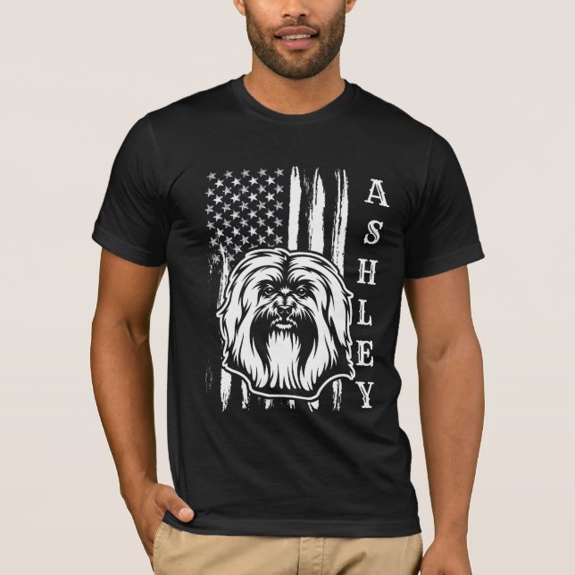 USA Patriot Havanese Hund US Husdjur T Shirt (Framsida)