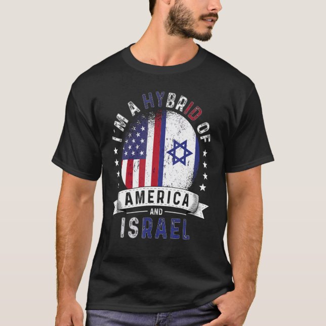 USA Patriot Israel Flagga American israelisk Grown T Shirt (Framsida)