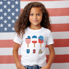 USA Patriot Juli 4:e Independence day Popsicles T Shirt