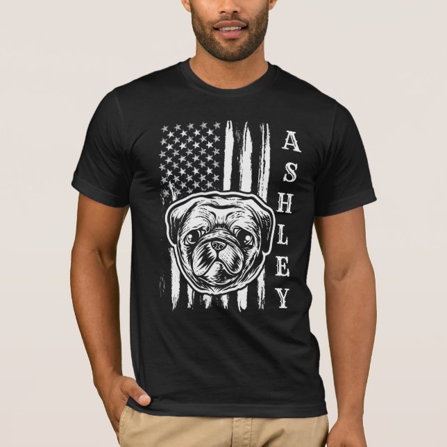 USA Patriot Pug Hund US Pet T-Shirt (Framsida)
