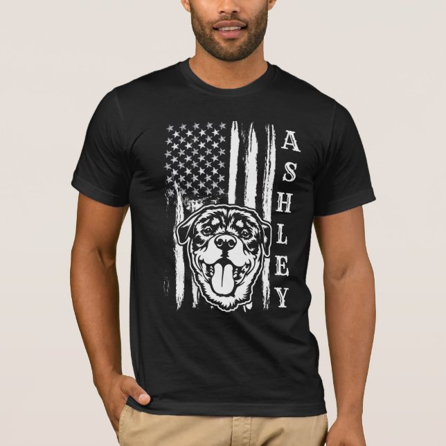 USA Patriot Rottweiler Hund US Pet T Shirt (Framsida)