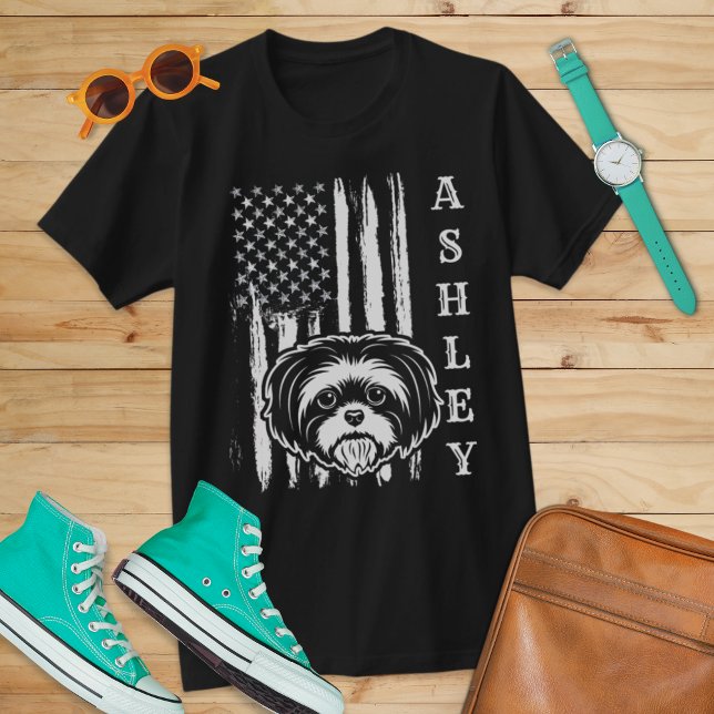 USA Patriot Shih tzu Hund US Pet T Shirt (Skapare uppladdad)