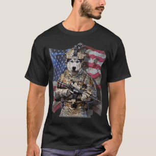 USA Patriot Siberian husky Hund as Commando T Shirt