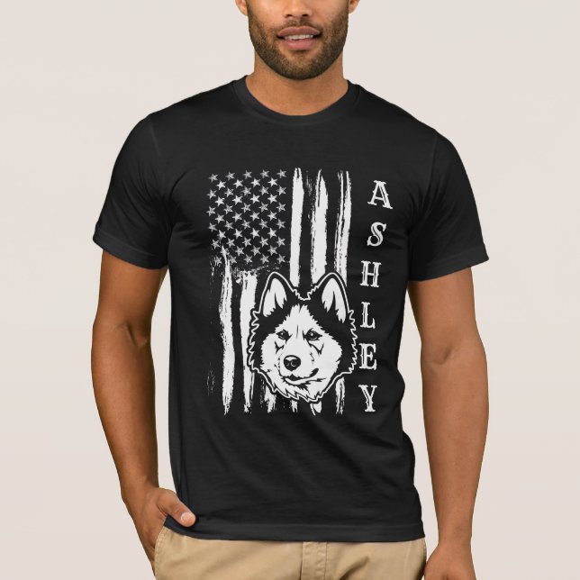 USA Patriot Siberian husky Hund US Pet T Shirt (Framsida)