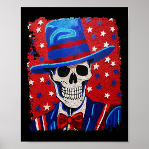 USA Patriotic 4:e juli Skeleton Anatomy H Poster