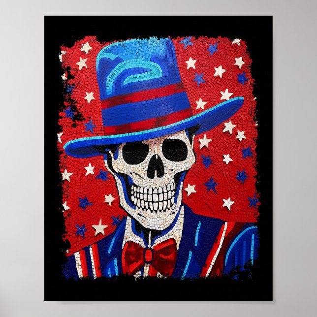 USA Patriotic 4:e juli Skeleton Anatomy H Poster (Framsidan)
