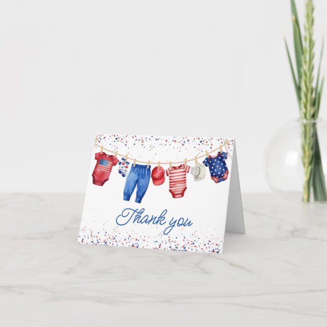 USA Patriotic All American Baby Red White och Blue Tack Kort (Framsida)