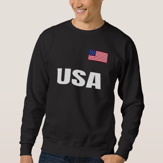 USA Patriotic American Flag For Men Women Kids Boy Lång Ärmad Tröja (Framsida)