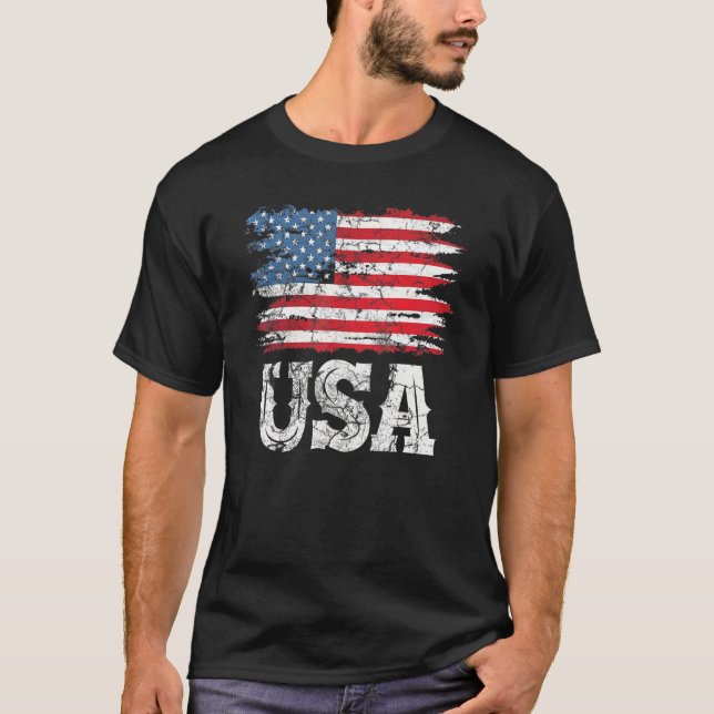 USA Patriotic American Flag For Men Women Kids Boy T Shirt (Framsida)