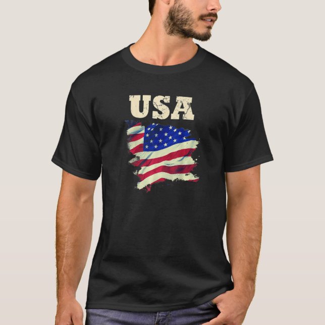 USA Patriotic American Flag For Men Women Kids Boy T Shirt (Framsida)