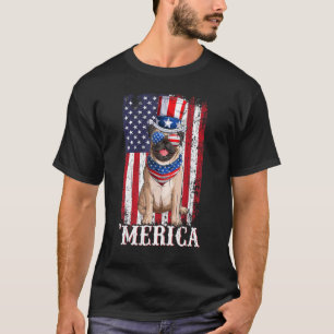 USA Patriotic American Flagga Beige Pug Hund 4:e T Shirt