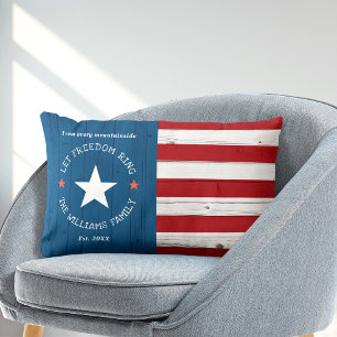 USA Patriotic American Flagga Land Rustic Wood Lumbarkudde