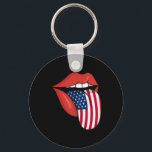 USA Patriotic American Flagga Tunga Läppar 4:e Jul Nyckelring<br><div class="desc">USA Patriotic American Flagga Tunga Läppar 4 juli</div>