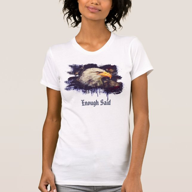 *~* USA Patriotic American Modern Eagle Head White T Shirt (Framsida)