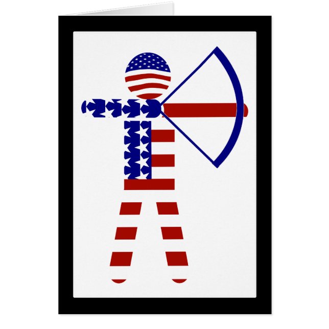 USA Patriotic ARCHERY Hälsningskort (Framsidan)