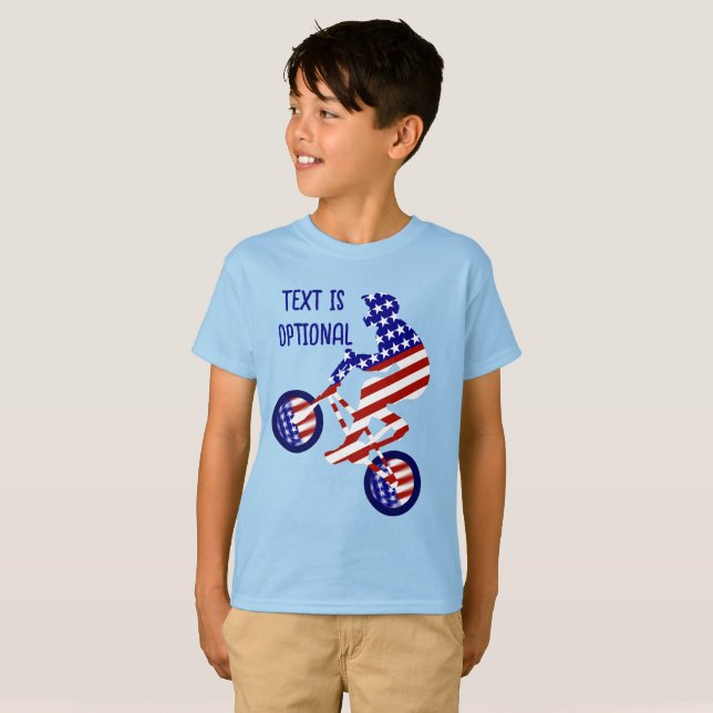 USA Patriotic Biking BMX T Shirt (Hel framsida)