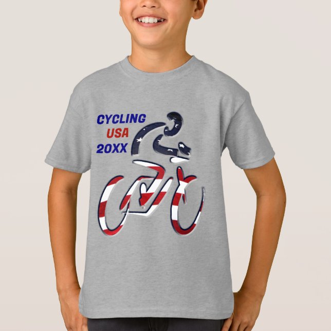 USA Patriotic Biking CYCLING T Shirt (Framsida)