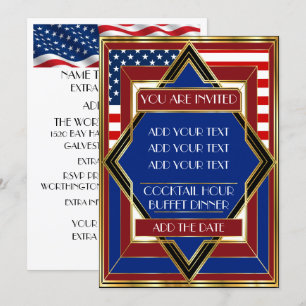 USA Patriotic Deco-inbjudan Inbjudningar