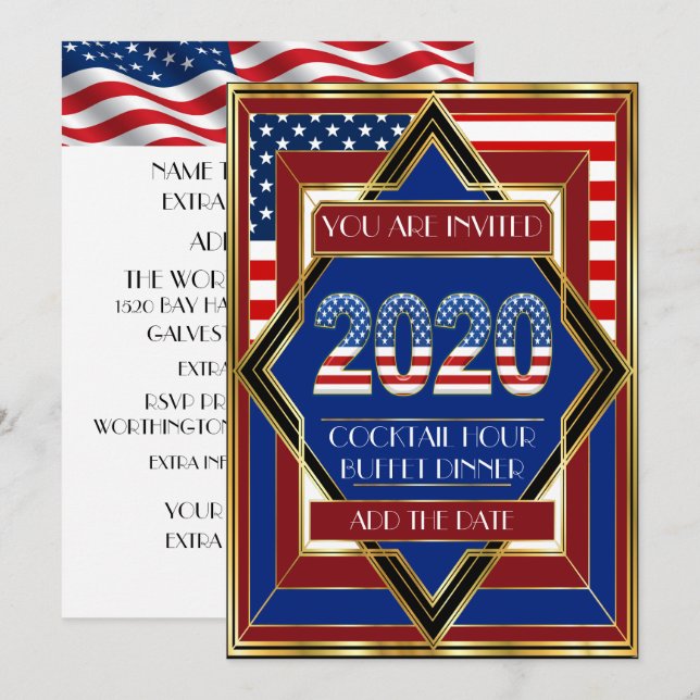 USA Patriotic Deco-inbjudan Inbjudningar (Fram/baksida)