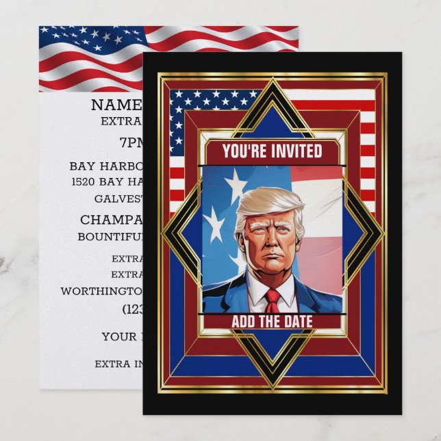 USA Patriotic Deco Inbjudningar (Fram/baksida)