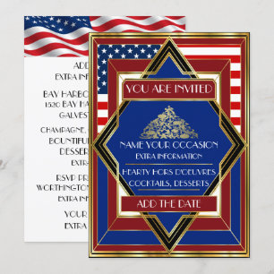 USA Patriotic Deco-julinbjudan Inbjudningar