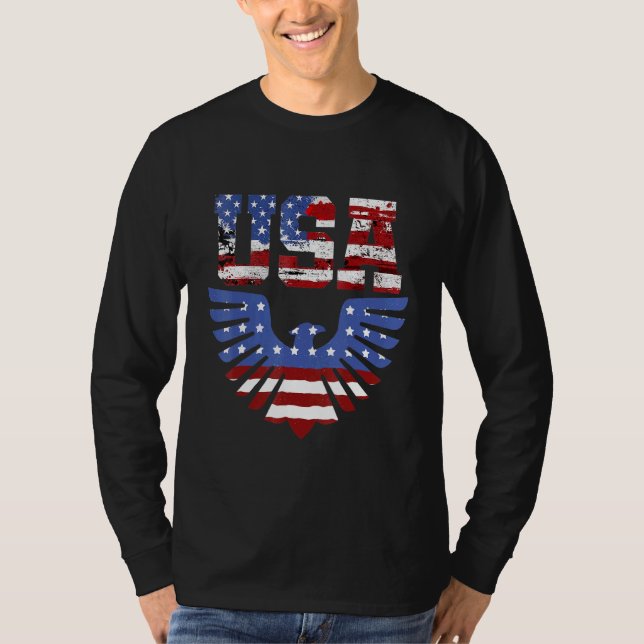 USA Patriotic Eagle 4 juli USA Amerikanska Flagga T Shirt (Framsida)