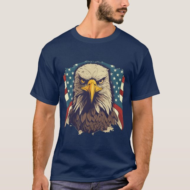 USA Patriotic Eagle American Flag 4th of July Tee (Framsida)