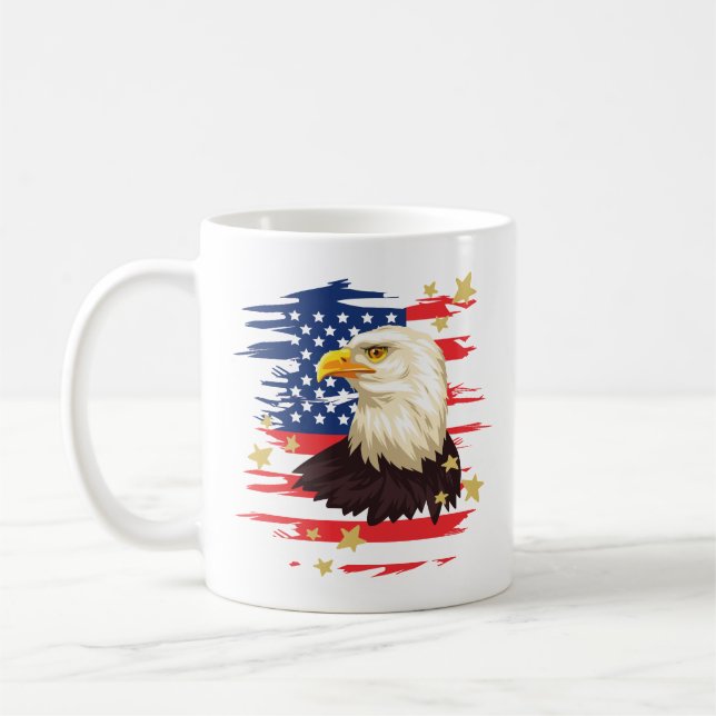 USA Patriotic Eagle, Flagga och Stars Ceramic Mugg (Vänster)