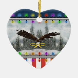 USA Patriotic Eagle Heart-julprydnaden Julgransprydnad Keramik