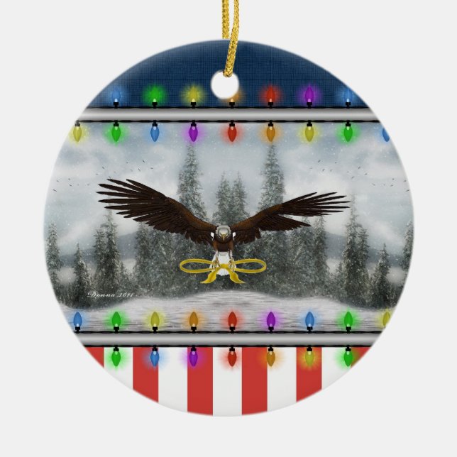 USA Patriotic Eagle Round jul Ornament (Framsidan)