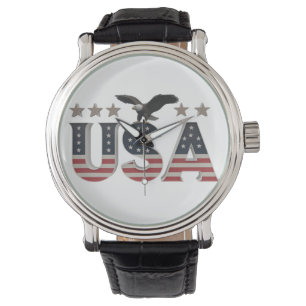 USA Patriotic Eagle + Stars Flagga Design for Prid Armbandsur