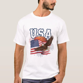 USA Patriotic Eagle with Mars Red Planet Design T Shirt