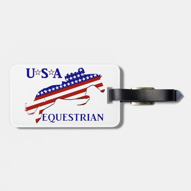 USA Patriotic Equestrian Bagagebricka (Baksida Vågrät)