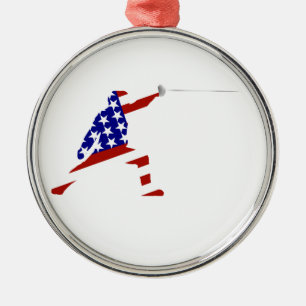 USA Patriotic Fencen Garde Sports Julgransprydnad Metall