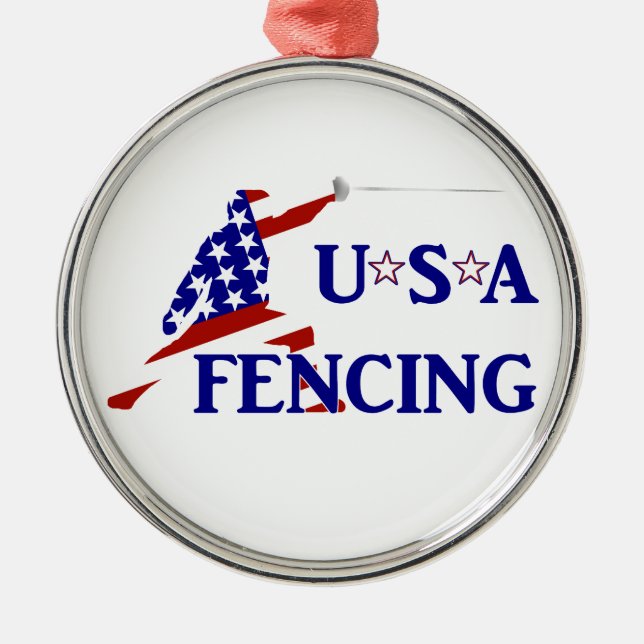 USA Patriotic Fencen Garde Sports Julgransprydnad Metall (Framsidan)