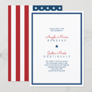 USA Patriotic Flagga Bröllop 3 Inbjudningar