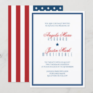 USA Patriotic Flagga Bröllop Inbjudningar