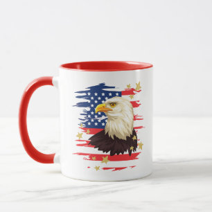 USA Patriotic Flagga Eagle Stars Ceramic Mugg