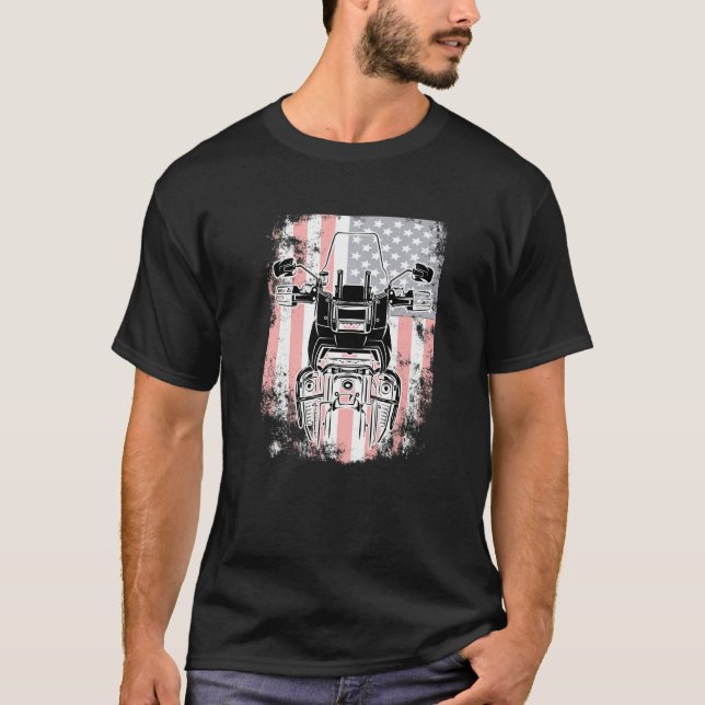 USA Patriotic FlagTravel Off Road Biker Trial Adve T Shirt (Framsida)