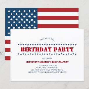 USA Patriotic Födelsedagsfest Inbjudningar