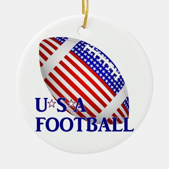USA Patriotic Football Julgransprydnad Keramik (Framsidan)