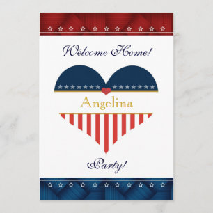 USA Patriotic Heart Välkommen hem Party Inbjudan