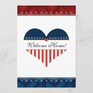 USA Patriotic Heart Välkommen hem Party Inbjudan