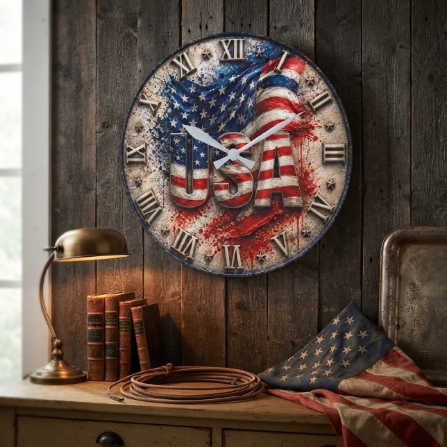 USA Patriotic Independence Day Decor Stor Klocka (Skapare uppladdad)